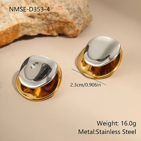 304 Stainless Steel Two Tone Stud Earrings FS-WG8A1D7-07-1