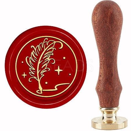 Brass Wax Seal Stamp with Handle AJEW-WH0184-1120-1