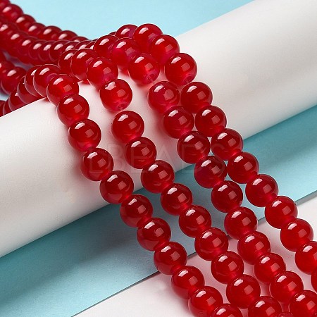 Baking Paint Imitation Jade Glass Round Bead Strands DGLA-Q021-8mm-05-1