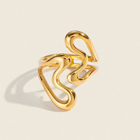 Irregular 304 Stainless Steel Cuff Open Rings for Women LD5997-1