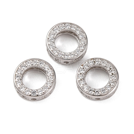 925 Sterling Silver Micro Pave Clear Cubic Zirconia Bead Frames STER-P061-01A-P-1