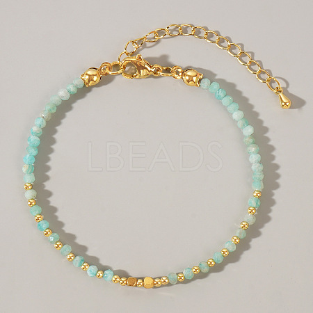 Bohemian Style Natural Amazonite Round Beaded Bracelets for Women CA1141-7-1