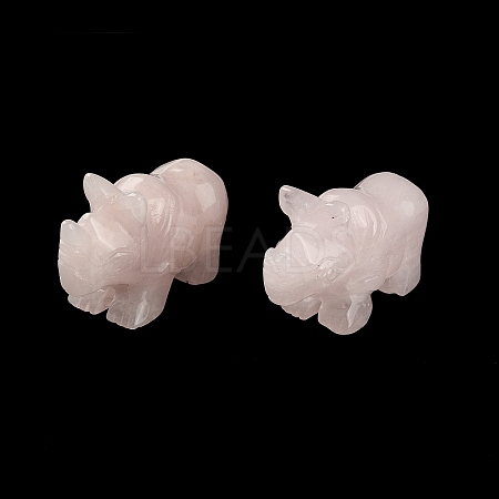 Natural Rose Quartz Carved Healing Rhinoceros Figurines DJEW-M008-02I-1