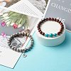 Natural Map Jasper & Natural Wood & Synthetic Turquoise(Dyed) Stretch Bracelets Set for Girl Women BJEW-JB06893-4