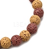 7Pcs 7 Colors Dyed Natural Lava Rock Round Beads Stretch Bracelets for Men Women BJEW-JB12334-5