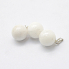 Round Natural White Jade Pendants G-Q434-11-2