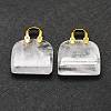 Natural Quartz Crystal Brass Pendants KK-E274-01G-09-2