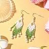 304 Stainless Steel Glass Seed Beads Arrow Dangle Earrings EJEW-MZ00554-03-1