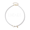 Brass Micro Pave Grade AAA Cubic Zirconia Letter Pendant Necklaces NJEW-JN04771-02-4
