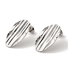 304 Stainless Steel Groove Oval Stud Earrings EJEW-C114-29P-2