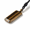 Natural Tiger Eye Rectangle Pendant Necklace with Nylon Cord for Women NJEW-C001-01B-02-2