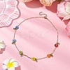 Rainbow Color Glass Beaded Flower Necklaces NJEW-TA00173-01-2