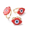 Lampwork Oval with Evil Eye Open Cuff Ring RJEW-I086-13G-08-4