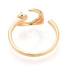 Moon Brass Micro Pave Clear Cubic Zirconia Cuff Ring Settings KK-T076-23G-3