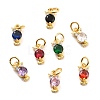 Brass Micro Pave Cubic Zirconia Charms KK-A156-08G-RS-1