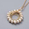 Natural Freshwater Pearl Pendant Necklaces NJEW-JN02471-2