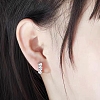 Peach Blossom 925 Sterling Silver Small Huggie Hoop Earrings EJEW-I260-38S-3