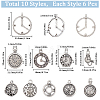 SUNNYCLUE 60Pcs 10 Styles Alloy Pendants FIND-SC0006-70-2