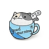 Coffee Cup Cat Enamel Pin JEWB-H009-01EB-05-1