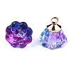 Transparent Spray Painted Glass Charms GLAA-S054-27A-4