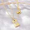 Brass Micro Pave Cubic Zirconia Rectangle with Heart Pendant Adjustable Slider Necklaces KK-CBA4547-08G-03-2