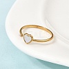 304 Stainless Steel & Natural Shell & Imitation Pearl Cuff Rings for Women RJEW-G372-01G-01-3