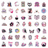 50Pcs Divination Theme Waterproof PVC Pink Witch Sticker Labels PW-WG78730-01-4