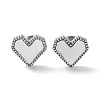 6 Pair 2 Color Heart Natural Shell Stud Earrings EJEW-A024-10-3