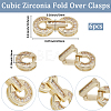 6 Sets Brass Pave Clear Cubic Zirconia Fold Over Clasps KK-BBC0021-36-2