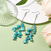 Synthetic Turquoise Chips Cluster Earrings EJEW-JE05837-2