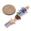 Rainbow Alloy Enamel Charms & Chakra Gemstone Chips Beaded Pendant Decoration HJEW-JM01206-3