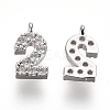 Brass Micro Pave Clear Cubic Zirconia Charms ZIRC-L075-60A-02P-1