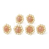 Natural Sunstone Hexagon Stud Earrings with Plastic Pearl Beaded EJEW-E287-01G-03-2