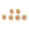 Ion Plating(IP) Natural Sunstone Hexagon Stud Earrings with Plastic Pearl Beaded EJEW-E287-01G-03-2