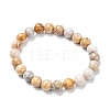Natural Fossil Coral Stretch Beaded Bracelets G-A185-01X-1