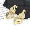 Rack Plating Brass Micro Pave Clear Cubic Zirconia Stud Earrings for Women EJEW-C125-21C-G-2