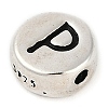 925 Sterling Silver Flat Round with Letter Beads LS-STER-G044-01AS-P-2