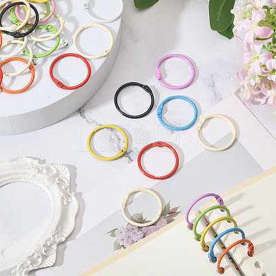 150Pcs 10 Colors Baking Paint Iron Loose Leaf Book Binder Hinged Rings AJEW-CA0005-36-1