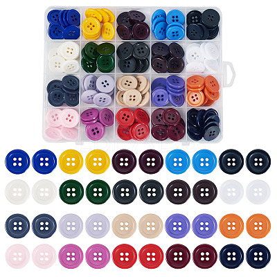 160Pcs 20 Colors 4-Hole Resin Buttons BUTT-TA0001-29C-1