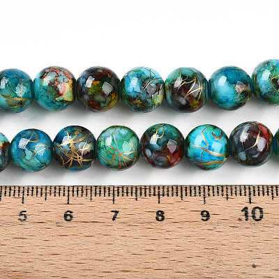 Baking Paint Glass Beads Strands DGLA-N003-10mm-B08-1