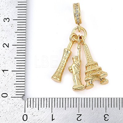 Rack Plating Brass Micro Pave Cubic Zirconia European Dangle Charms KK-P287-21G-1