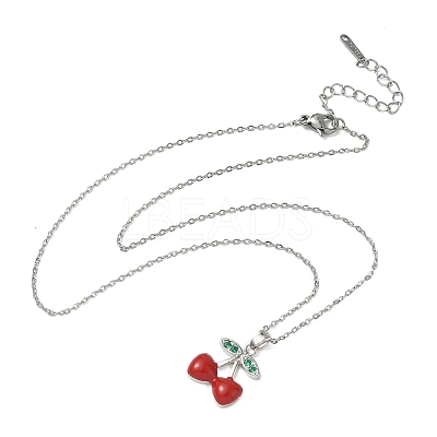 Brass & Cubic Zirconia Enamel Pendant Necklaces SA-CBA7E55-02P-1