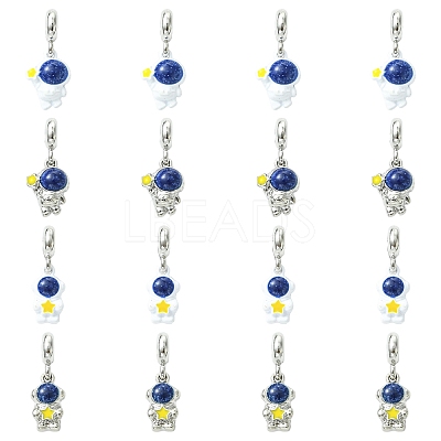 16Pcs 4 Styles Spray Printed Alloy European Dangle Charms FIND-CJ0005-53-1