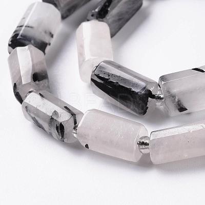 Natural Black Rutilated Quartz Beads Strands G-S345-8x11-010-1