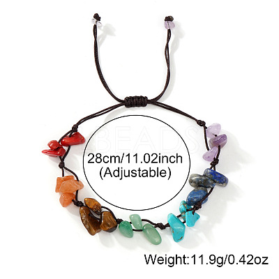 Adjustable 7 Chakra Gemstone Chip Braided Bead Bracelets for Women UX3528-1