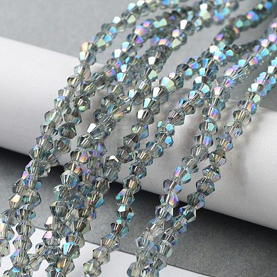 1 Strand Faceted Bicone Full Plated Glass Beads Strands X-EGLA-J026-3mm-F10-1