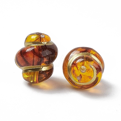 Golden Metal Enlaced Acrylic Beads OACR-H019-10-1
