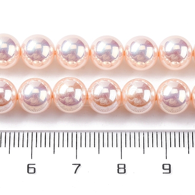 UV Plating Pearlized Glass Pearl Beads Strands GLAA-F128-01B-T09-1