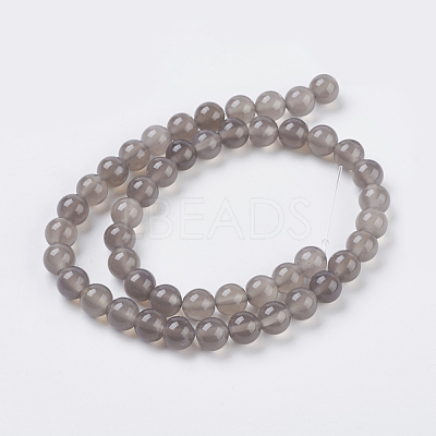 Natural Grey Agate Beads Strands G-G583-8mm-08-1