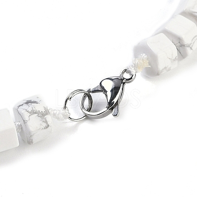 Natural Howlite Hexagon Prism Graduated Beaded Necklaces for Women Men NJEW-K388-03D-1